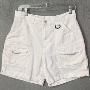 Columbia Womens PFG Shorts White Cotton Size M Gorpcore Outdoor Fishing Hiking